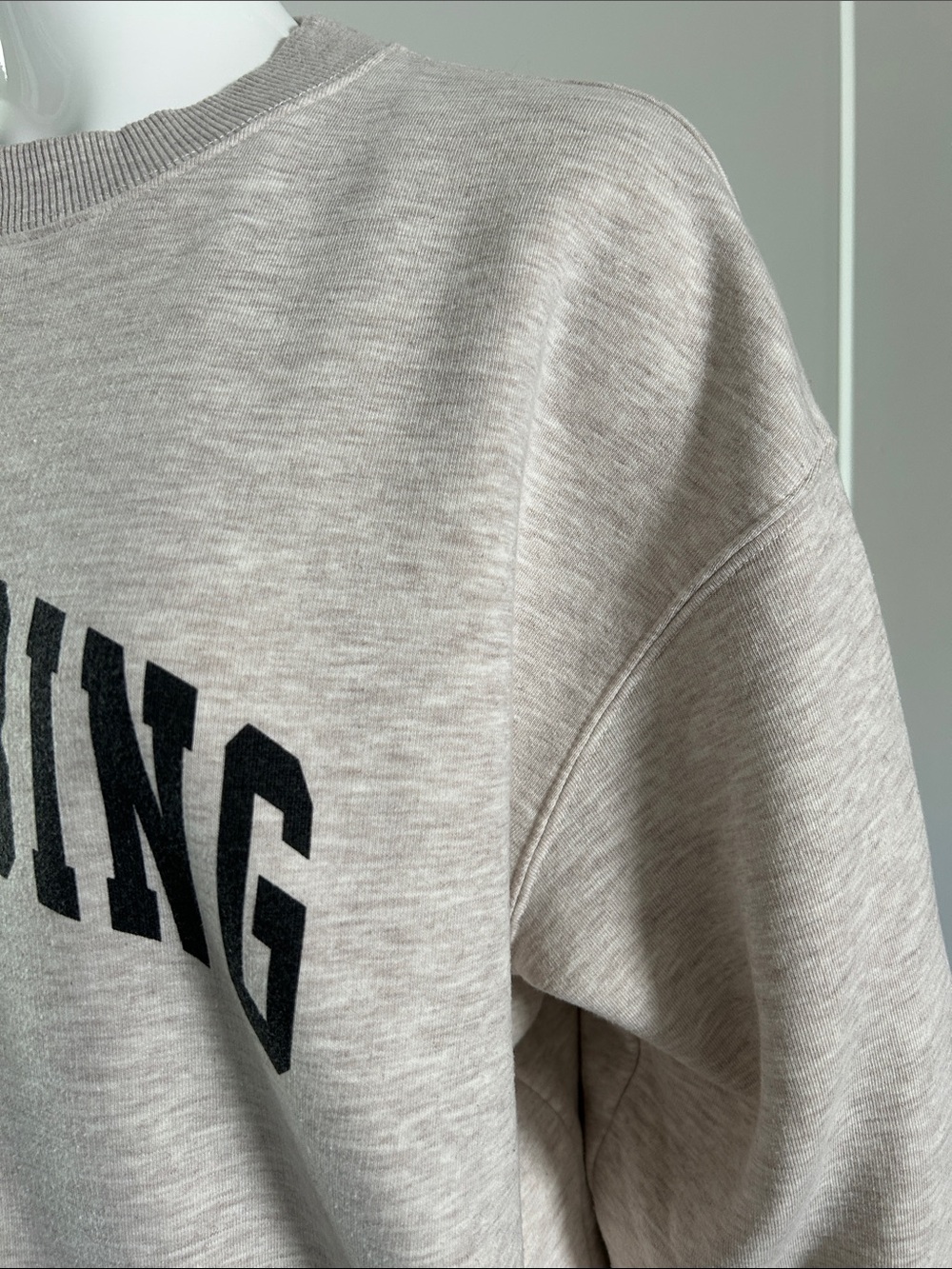 Anine Bing Oversized Logo Sweatshirt | Oatmeal Heather | Size S | Cozy Luxury - Picture 8 of 11